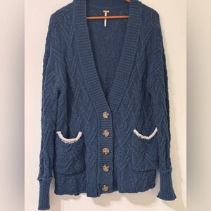 Free People Montana Cable Cardi Black Women’s Size Medium